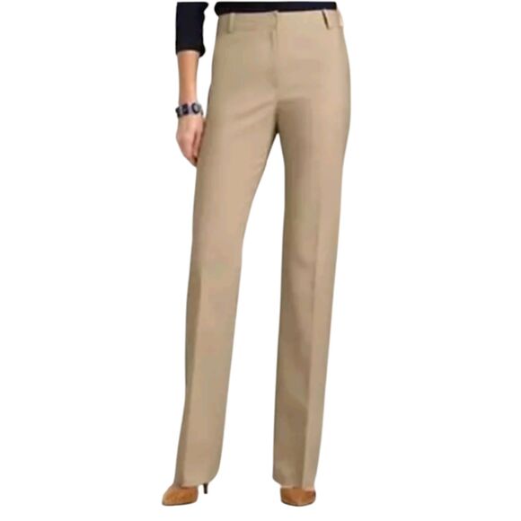 Talbots Woman Pants Heritage Plus Size Khaki Pleated Pockets Elastic Stretch 14‎ - Picture 1 of 15